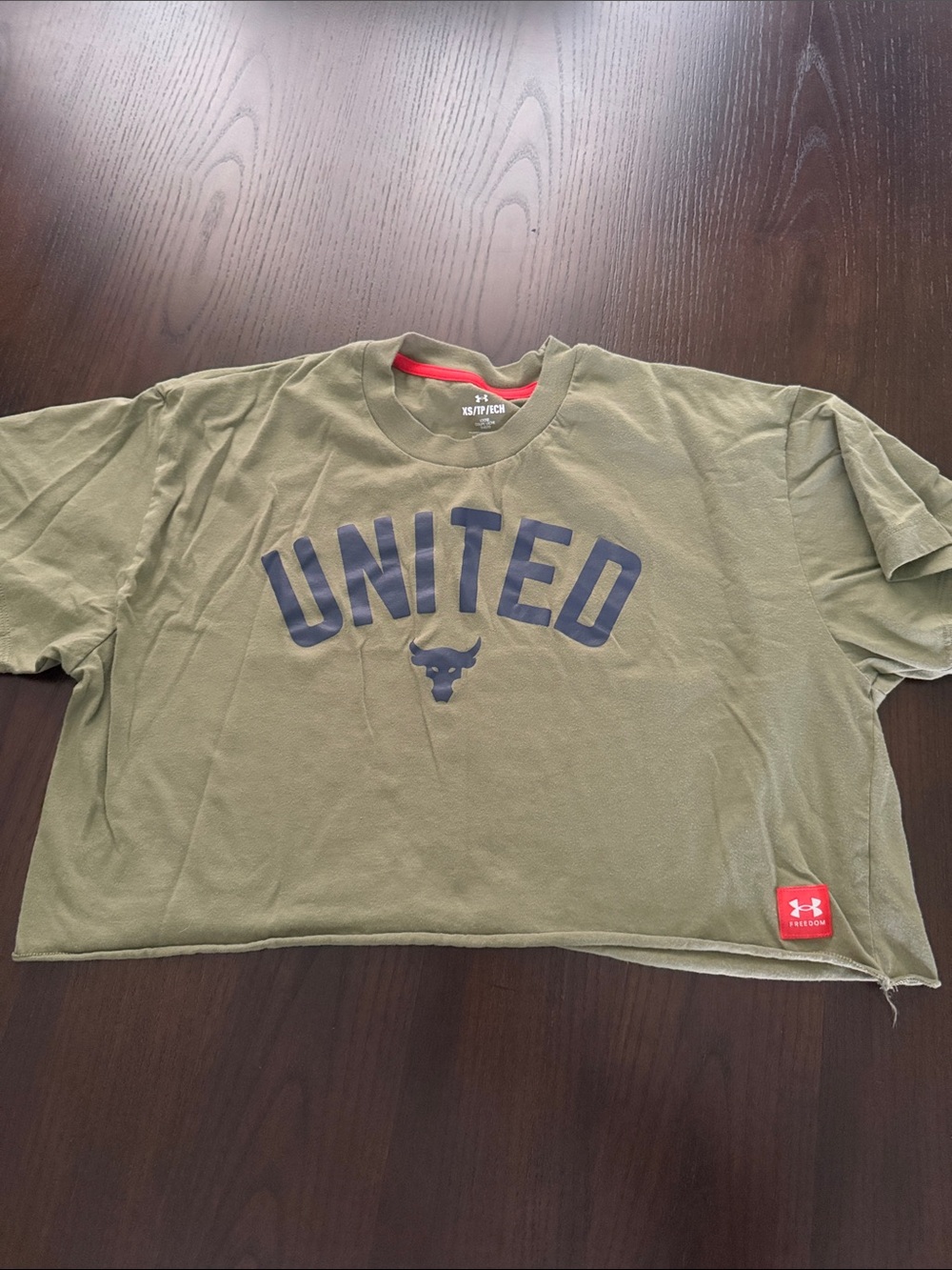 Under Armour Olive Green Tee with Red Neck Trim